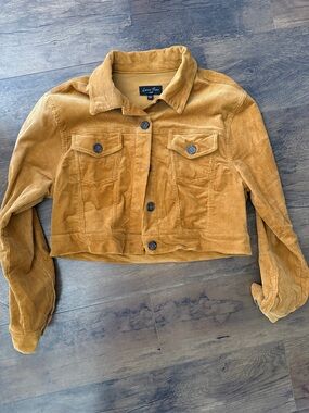 Love Tree Cropped Corduroy Jacket in Mustard Yellow